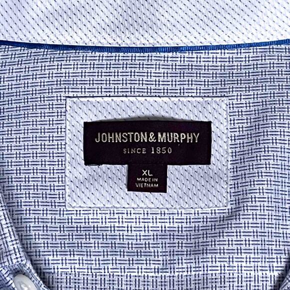 Mens Johnston & Murphy Button Down Dress Shirt Blue Patterned 100% Cotton Sze XL - Picture 3 of 8